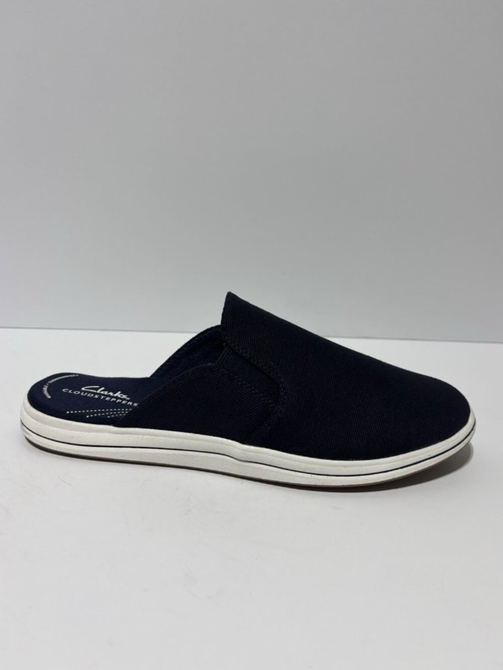 Clarks Women’s Breeze Shore Navy Slip-On Mules, Size 12 M